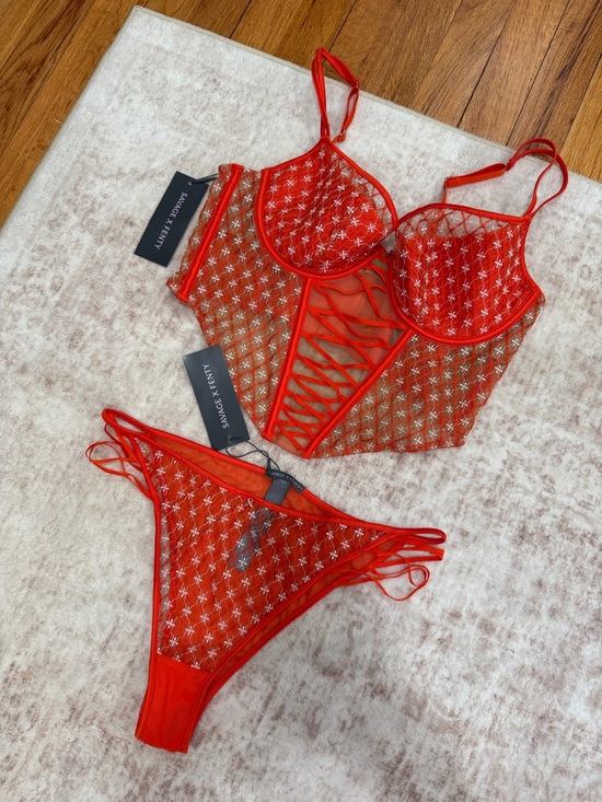 Savage X Fenty Other - Savage X Fenty Star Mesh Bustier & Strappy Thong Set